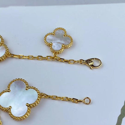 [Windsor Jewelry]MAGIC CLOVER MOP GOLD BRACELET 5 MOTIFS