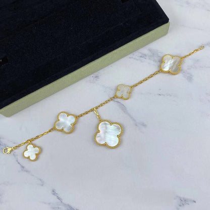 [Windsor Jewelry]MAGIC CLOVER MOP GOLD BRACELET 5 MOTIFS