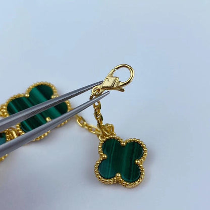 [Windsor Jewelry]MAGIC CLOVER MALACHITE GOLD BRACELET 5 MOTIFS