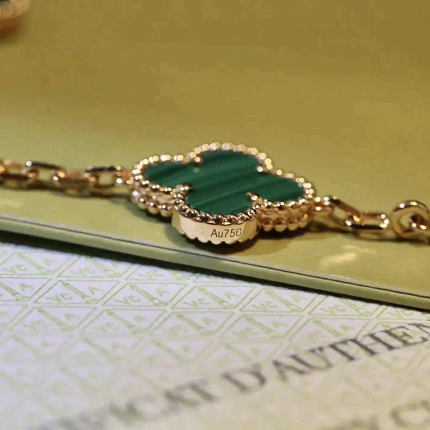 [Windsor Jewelry]CLOVER 5 MOTIFS MALACHITE BRACELET