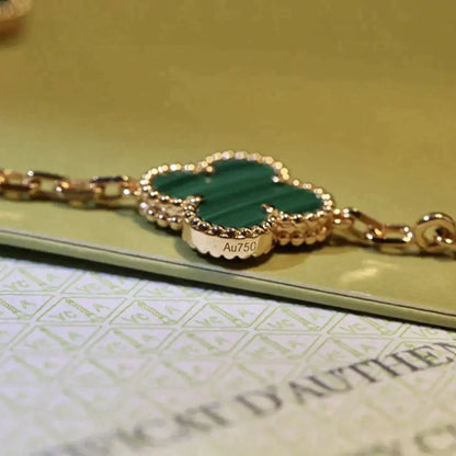 [Windsor Jewelry]CLOVER 5 MOTIFS MALACHITE BRACELET