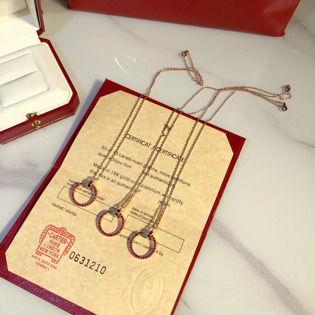 [Windsor Jewelry]JUSTE NECKLACE GOLD RED DIAMONDS