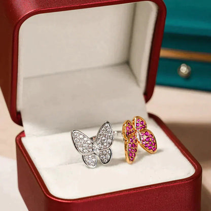 [Windsor Jewelry]TWIN BUTTERFLY DIAMOND RING
