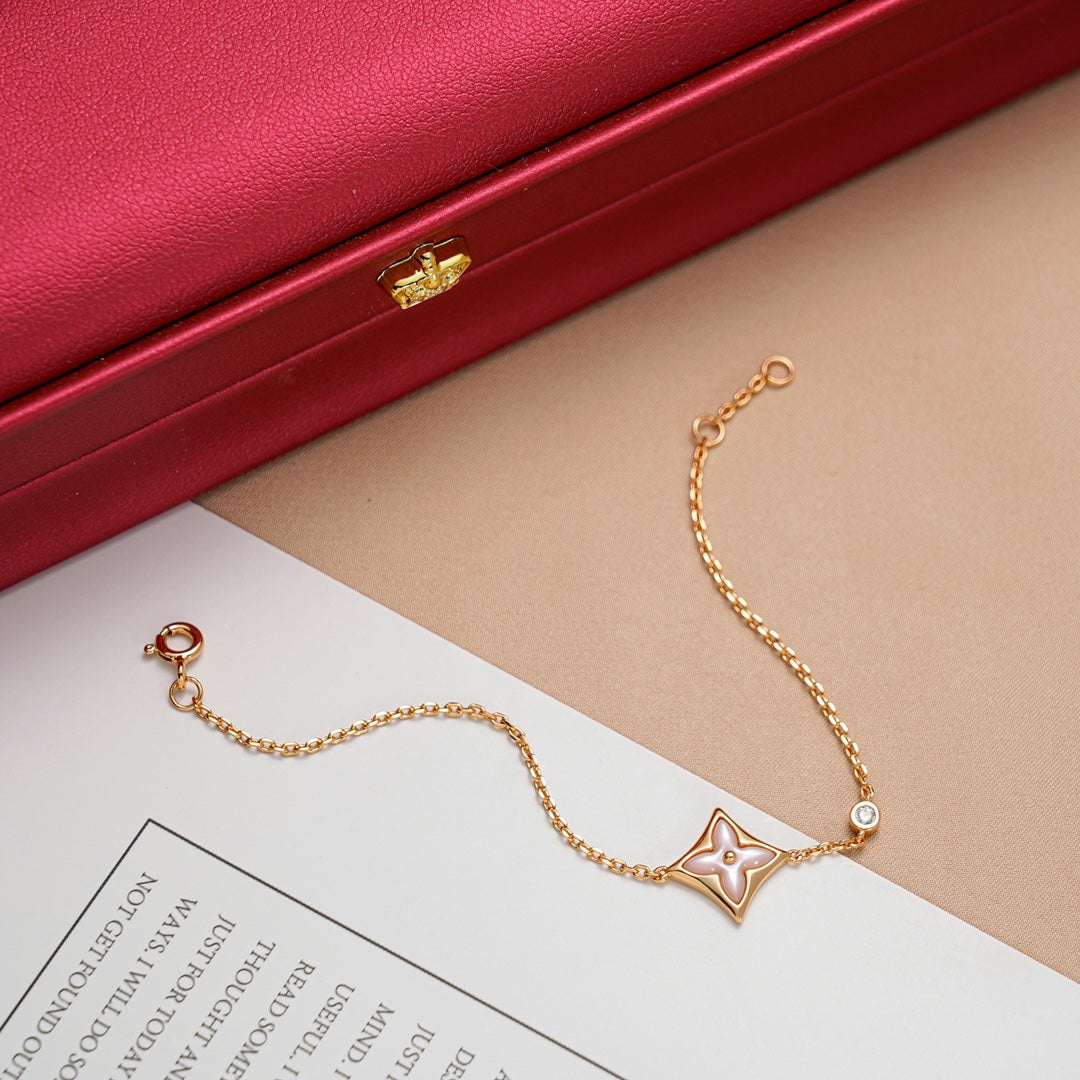 [Windsor Jewelry]STAR 1 DIAMOND PINK GOLD BRACELET