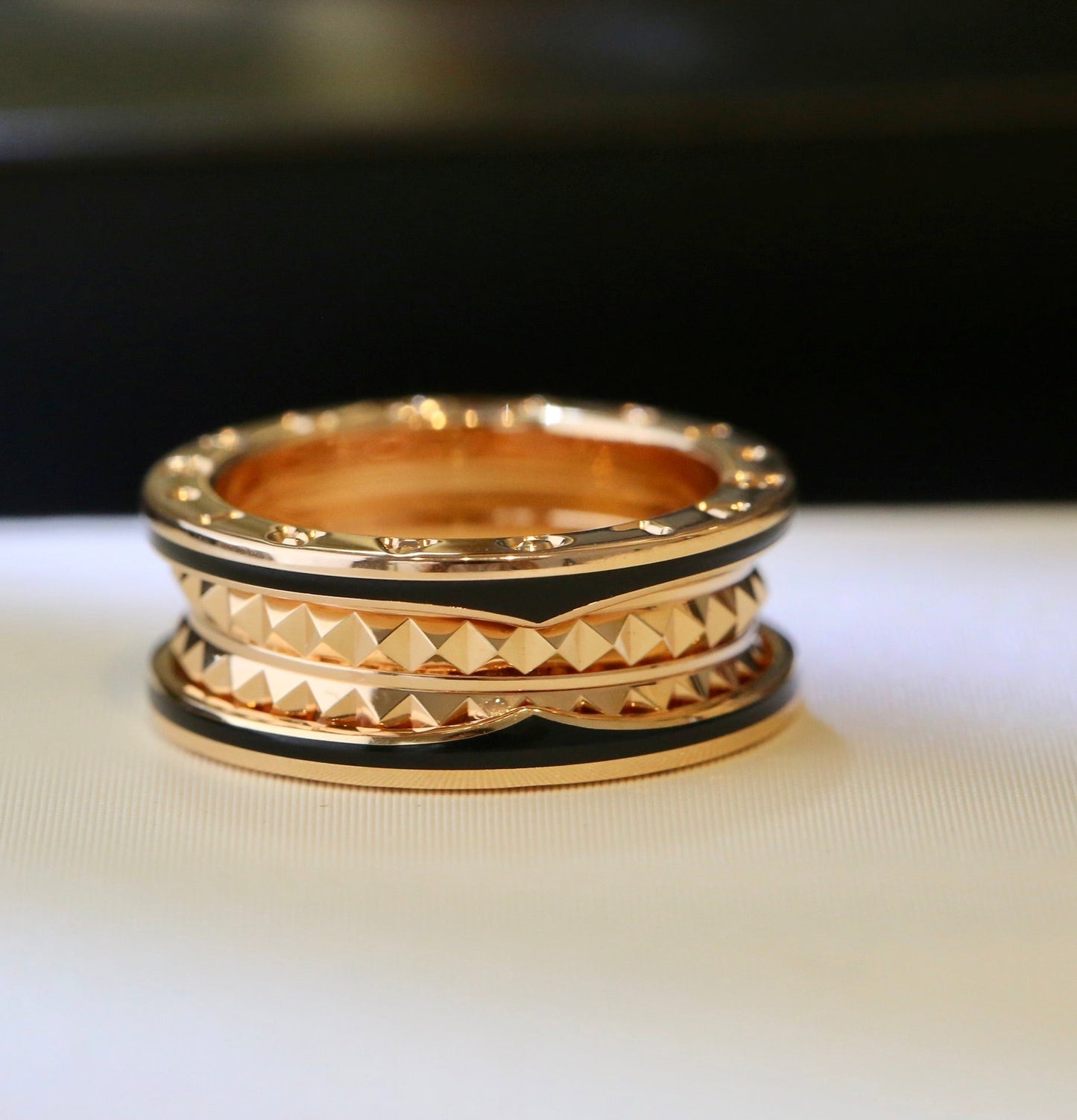 [Windsor Jewelry]ZERO 1 PINK GOLD BLACK CERAMIC RING
