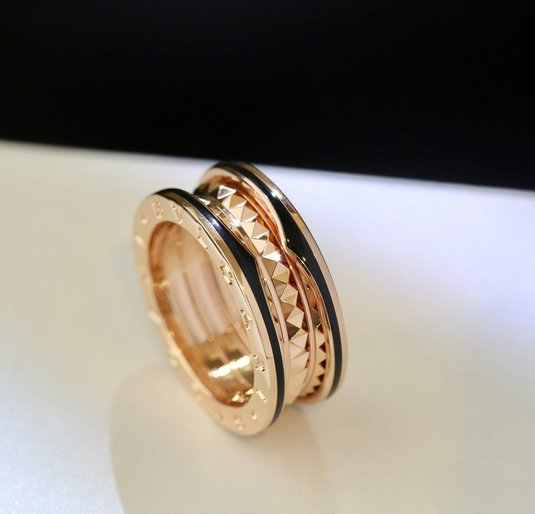 [Windsor Jewelry]ZERO 1 PINK GOLD BLACK CERAMIC RING