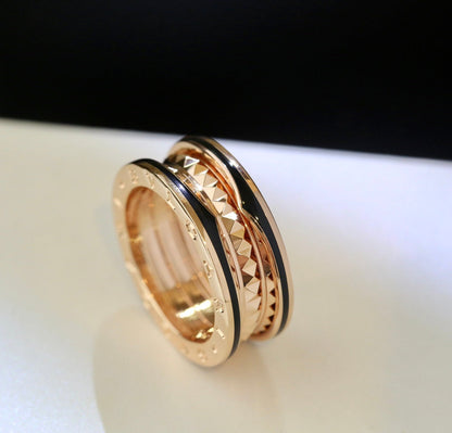 [Windsor Jewelry]ZERO 1 PINK GOLD BLACK CERAMIC RING