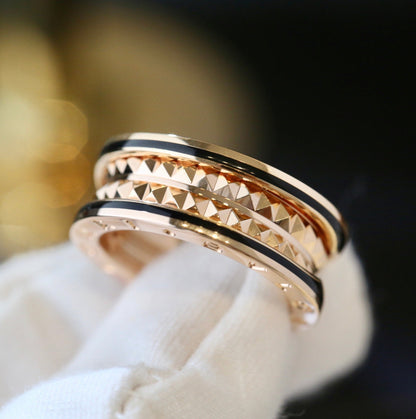 [Windsor Jewelry]ZERO 1 PINK GOLD BLACK CERAMIC RING