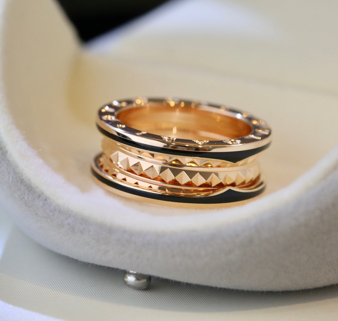 [Windsor Jewelry]ZERO 1 PINK GOLD BLACK CERAMIC RING