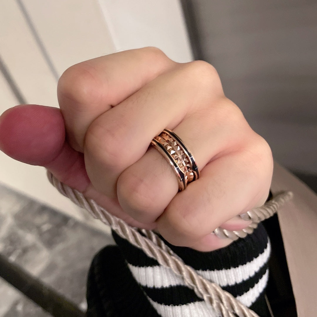 [Windsor Jewelry]ZERO 1 PINK GOLD BLACK CERAMIC RING