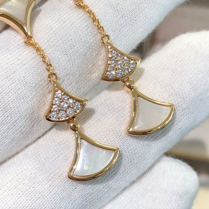 [Windsor Jewelry]DREAM EARRINGS 3 MOTIFS DIAMOND MOP PINK GOLD