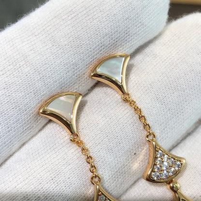[Windsor Jewelry]DREAM EARRINGS 3 MOTIFS DIAMOND MOP PINK GOLD