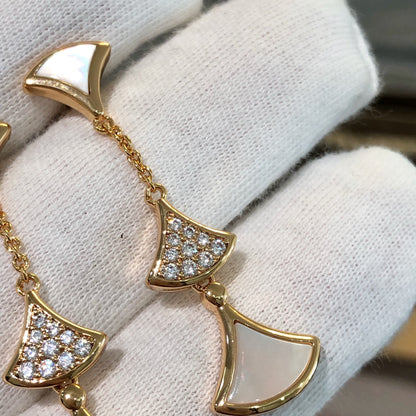 [Windsor Jewelry]DREAM EARRINGS 3 MOTIFS DIAMOND MOP PINK GOLD