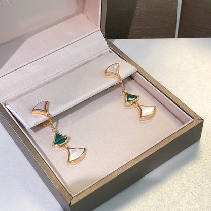 [Windsor Jewelry]DREAM EARRINGS 3 MOTIFS MALACHITE MOP PINK GOLD