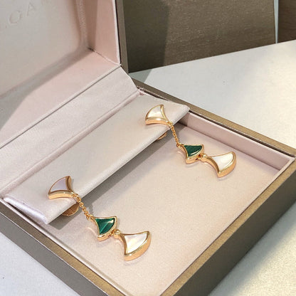 [Windsor Jewelry]DREAM EARRINGS 3 MOTIFS MALACHITE MOP PINK GOLD