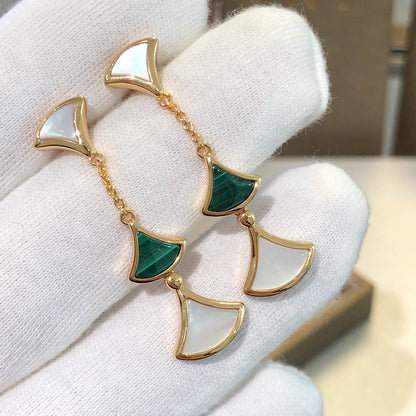 [Windsor Jewelry]DREAM EARRINGS 3 MOTIFS MALACHITE MOP PINK GOLD