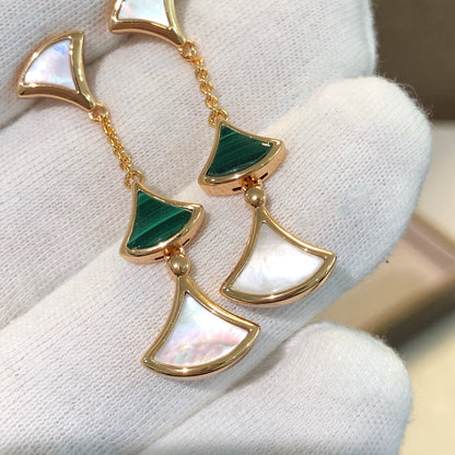 [Windsor Jewelry]DREAM EARRINGS 3 MOTIFS MALACHITE MOP PINK GOLD