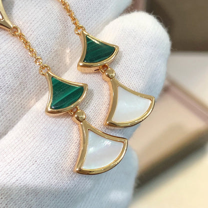 [Windsor Jewelry]DREAM EARRINGS 3 MOTIFS MALACHITE MOP PINK GOLD