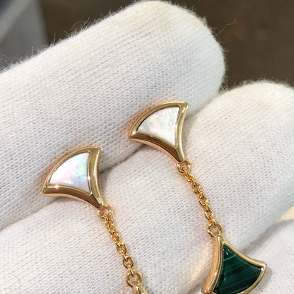 [Windsor Jewelry]DREAM EARRINGS 3 MOTIFS MALACHITE MOP PINK GOLD