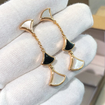 [Windsor Jewelry]DREAM EARRINGS 3 MOTIFS ONYX MOP PINK GOLD