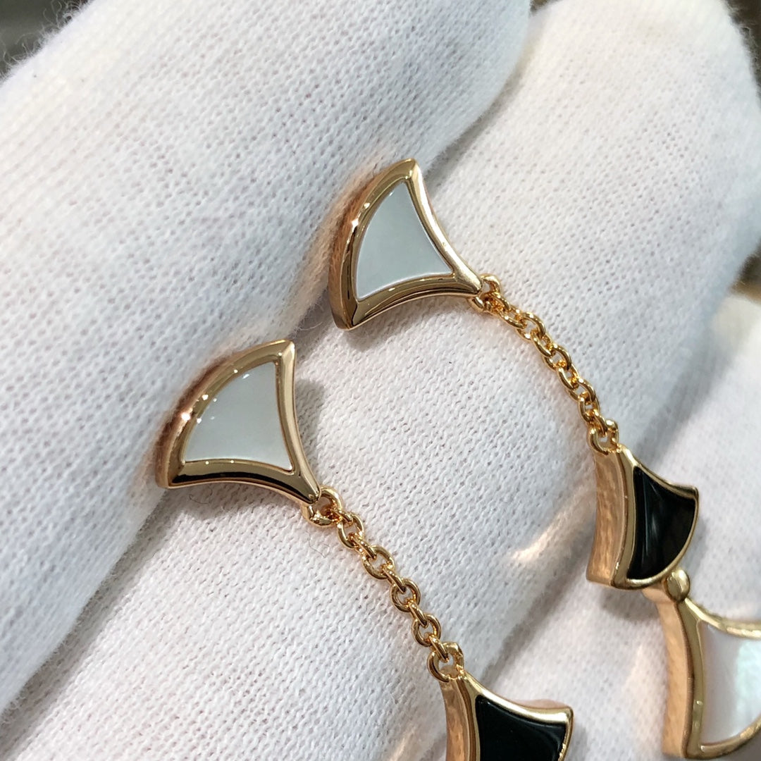 [Windsor Jewelry]DREAM EARRINGS 3 MOTIFS ONYX MOP PINK GOLD