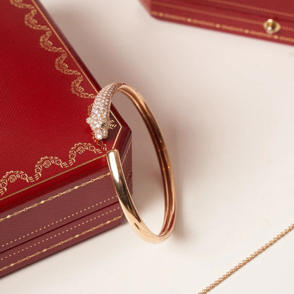 [Windsor Jewelry]PANTHERE ROSE GOLD DIAMOND OPEN BRACELET