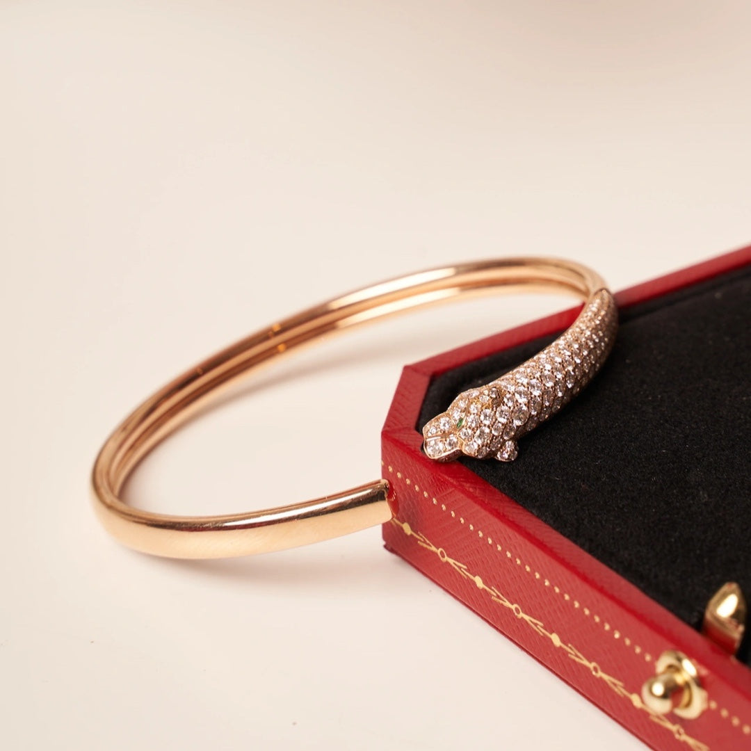 [Windsor Jewelry]PANTHERE ROSE GOLD DIAMOND OPEN BRACELET