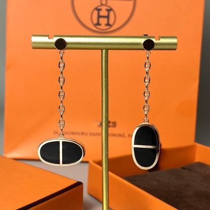[Windsor Jewelry]CHAINE VERSO BLACK CERAMIC EARRINGS