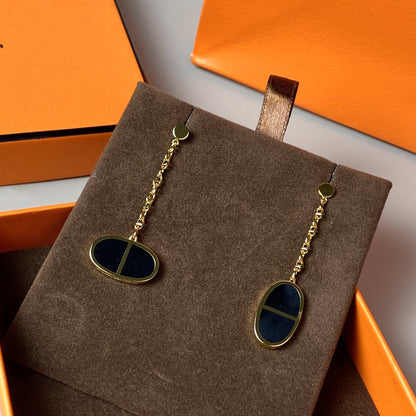 [Windsor Jewelry]CHAINE VERSO BLACK CERAMIC EARRINGS
