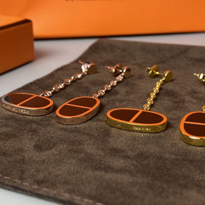 [Windsor Jewelry]CHAINE VERSO BLACK CERAMIC EARRINGS