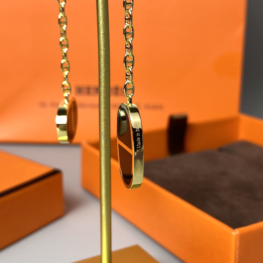 [Windsor Jewelry]CHAINE VERSO BLACK CERAMIC EARRINGS