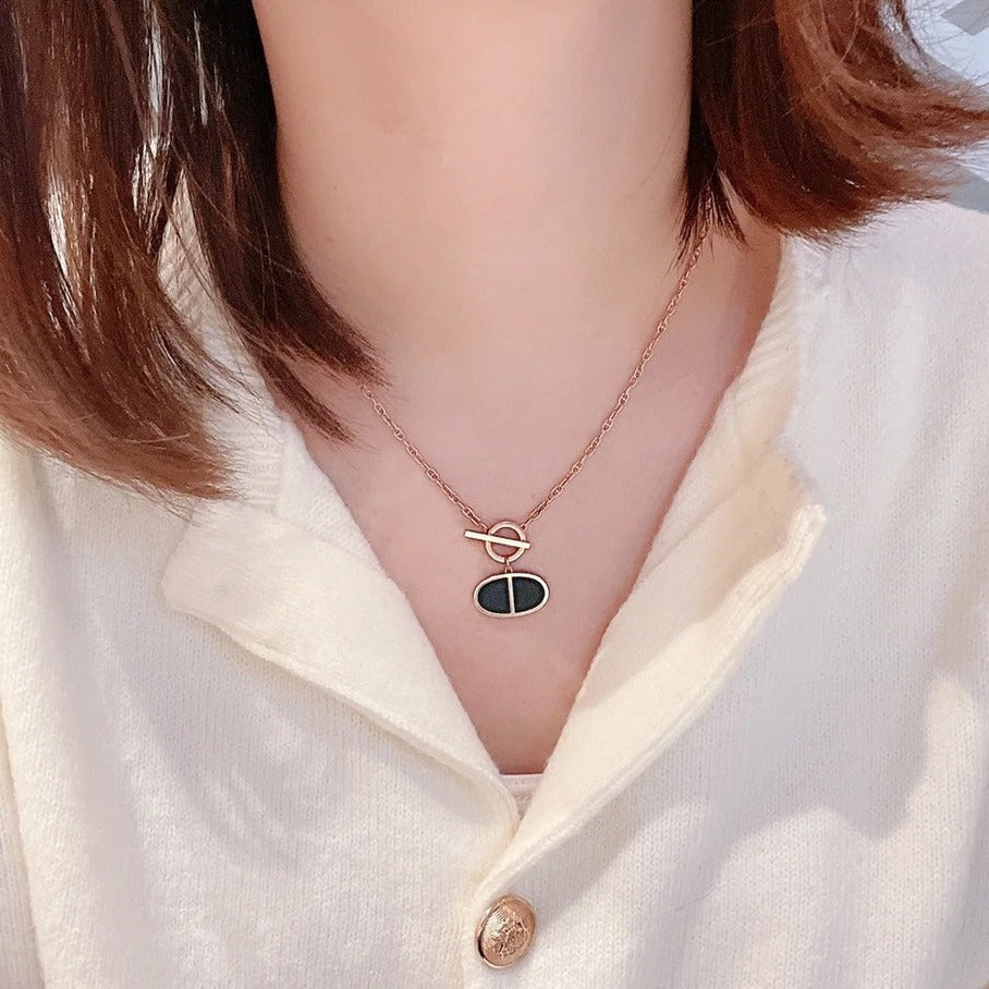 [Windsor Jewelry]CHAINE VERSO BLACK CERAMIC NECKLACE