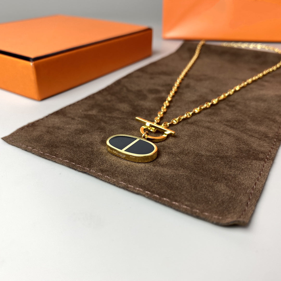 [Windsor Jewelry]CHAINE VERSO BLACK CERAMIC NECKLACE