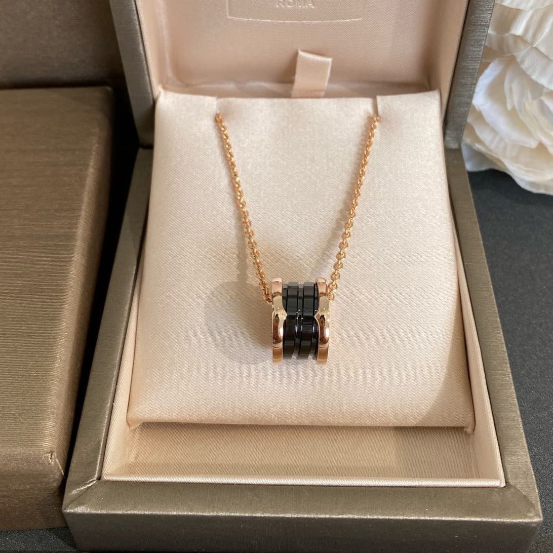 [Windsor Jewelry]ZERO 1 BLACK CERAMIC PINK GOLD NECKLACE