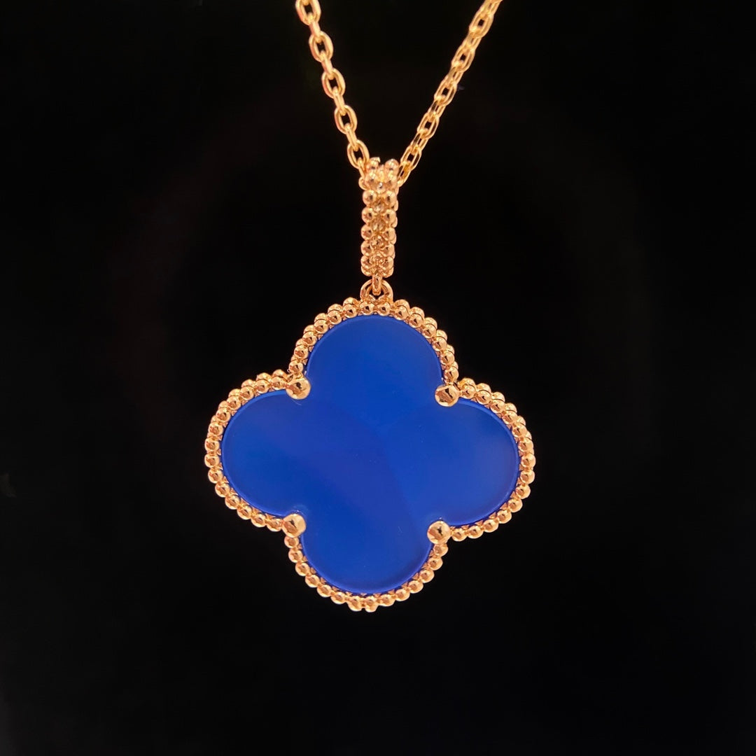 [Windsor Jewelry]CLOVER 25MM NECKLACE TURQUOISE ROSE GOLD