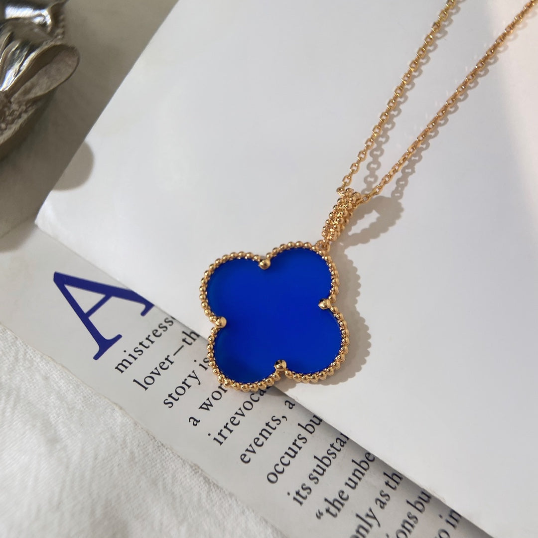 [Windsor Jewelry]CLOVER 25MM NECKLACE TURQUOISE ROSE GOLD