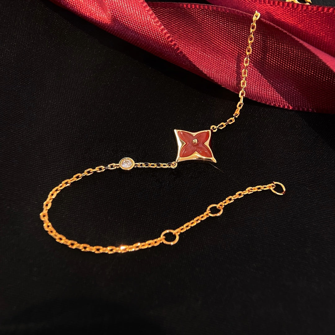 [Windsor Jewelry]COLOR STAR CARNELIAN PINK GOLD DIAMOND BRACELET