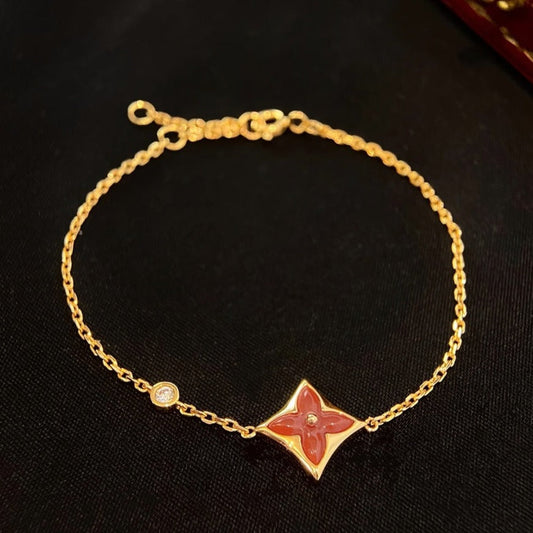 [Windsor Jewelry]COLOR STAR CARNELIAN PINK GOLD DIAMOND BRACELET