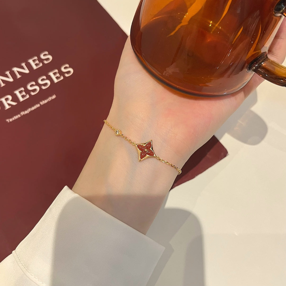 [Windsor Jewelry]COLOR STAR CARNELIAN PINK GOLD DIAMOND BRACELET