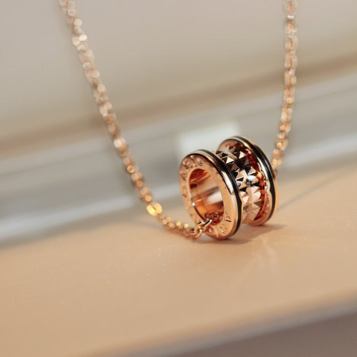 [Windsor Jewelry]ZERO 1 ROCK PEDANT PINK GOLD BLACK NECKLACE