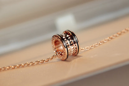 [Windsor Jewelry]ZERO 1 ROCK PEDANT PINK GOLD BLACK NECKLACE