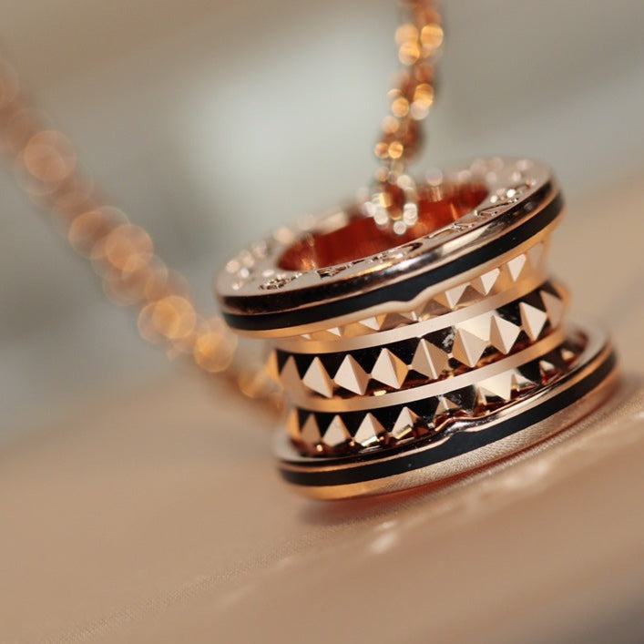 [Windsor Jewelry]ZERO 1 ROCK PEDANT PINK GOLD BLACK NECKLACE