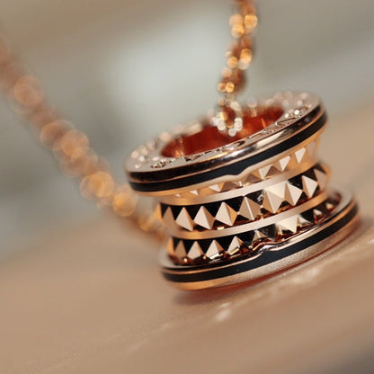 [Windsor Jewelry]ZERO 1 ROCK PEDANT PINK GOLD BLACK NECKLACE