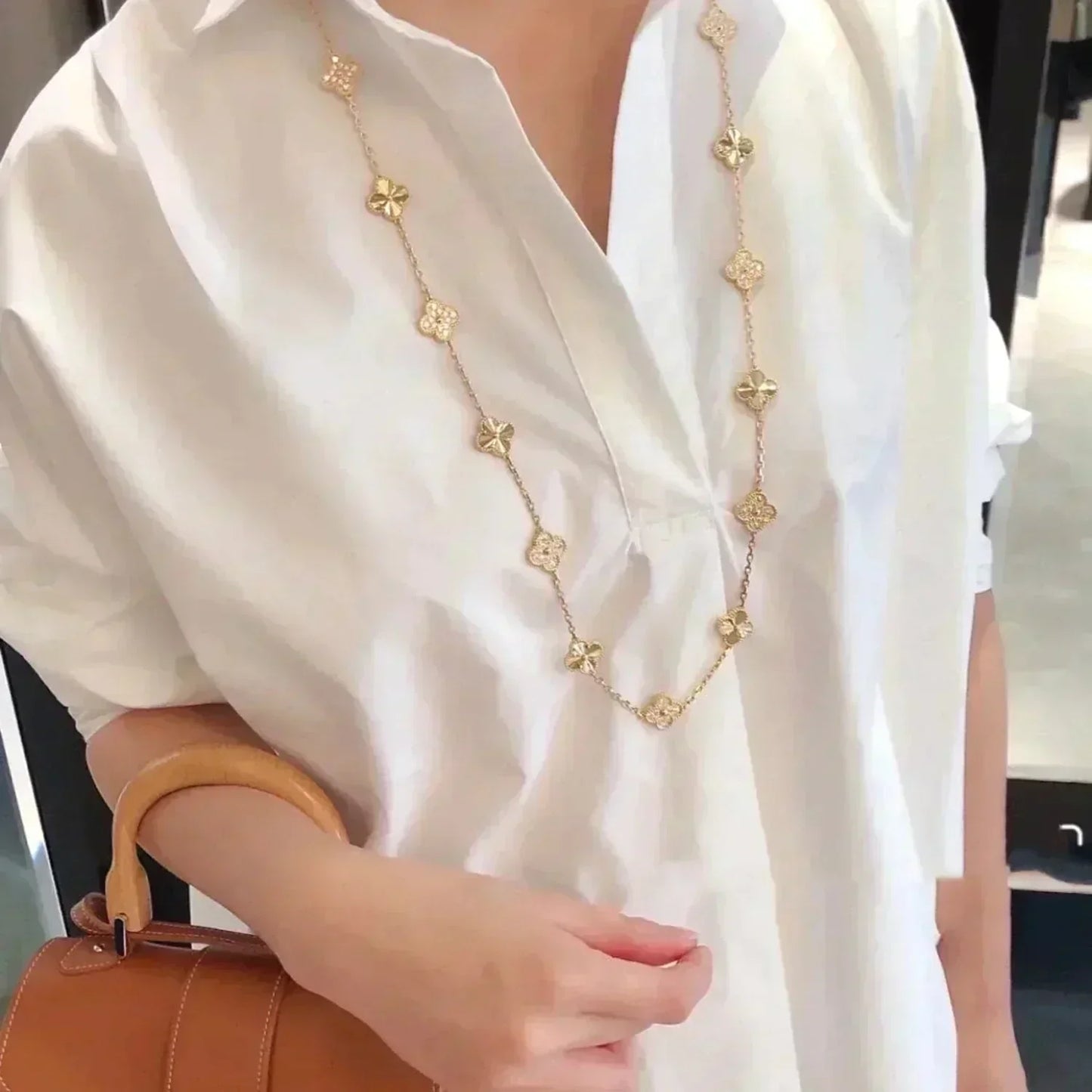 [Windsor Jewelry]CLOVER 20 MOTIFS LASER DIAMOND NECKLACE