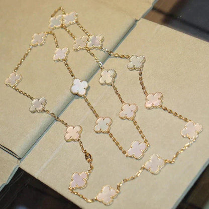 [Windsor Jewelry]CLOVER 20 MOTIFS WHITE MOP NECKLACE