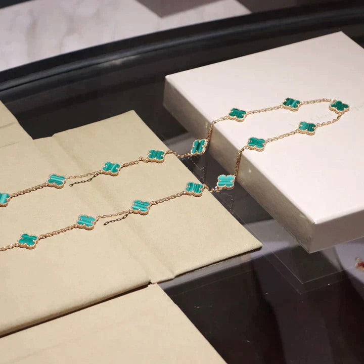 [Windsor Jewelry]CLOVER 20 MOTIFS MALACHITE GOLD