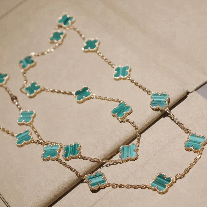 [Windsor Jewelry]CLOVER 20 MOTIFS MALACHITE GOLD