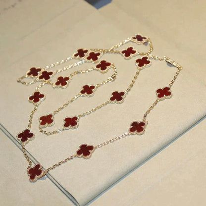 [Windsor Jewelry]CLOVER 20 MOTIFS CARNELIAN NECKLACE