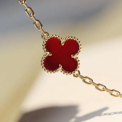 [Windsor Jewelry]CLOVER 20 MOTIFS CARNELIAN NECKLACE