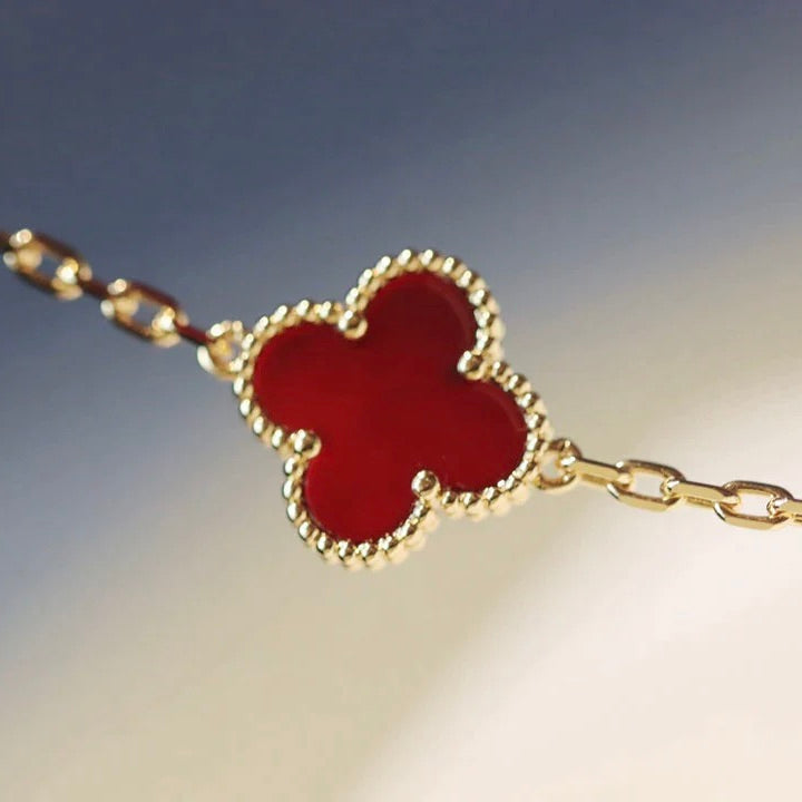 [Windsor Jewelry]CLOVER 20 MOTIFS CARNELIAN NECKLACE